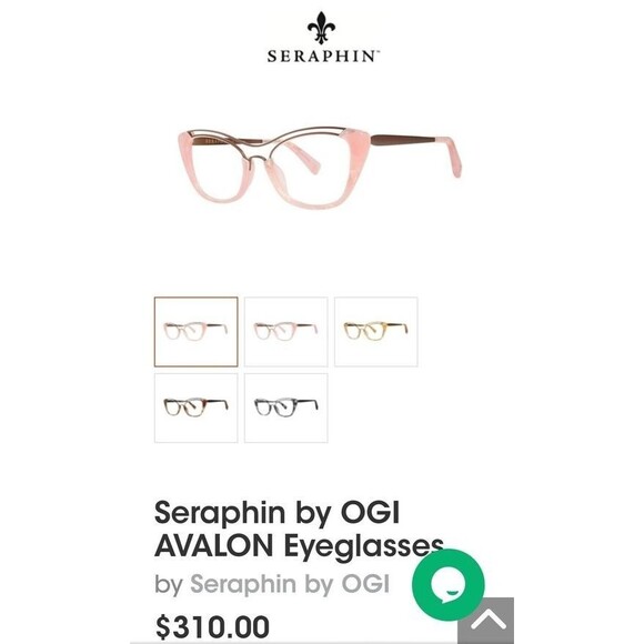 Womens Seraphin Avalon Feather Blush Eyeglasses Frames 51-19-140 Handmade Japan - Picture 6 of 6